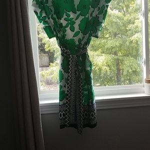 NEVER WORN, blue and green and white dress